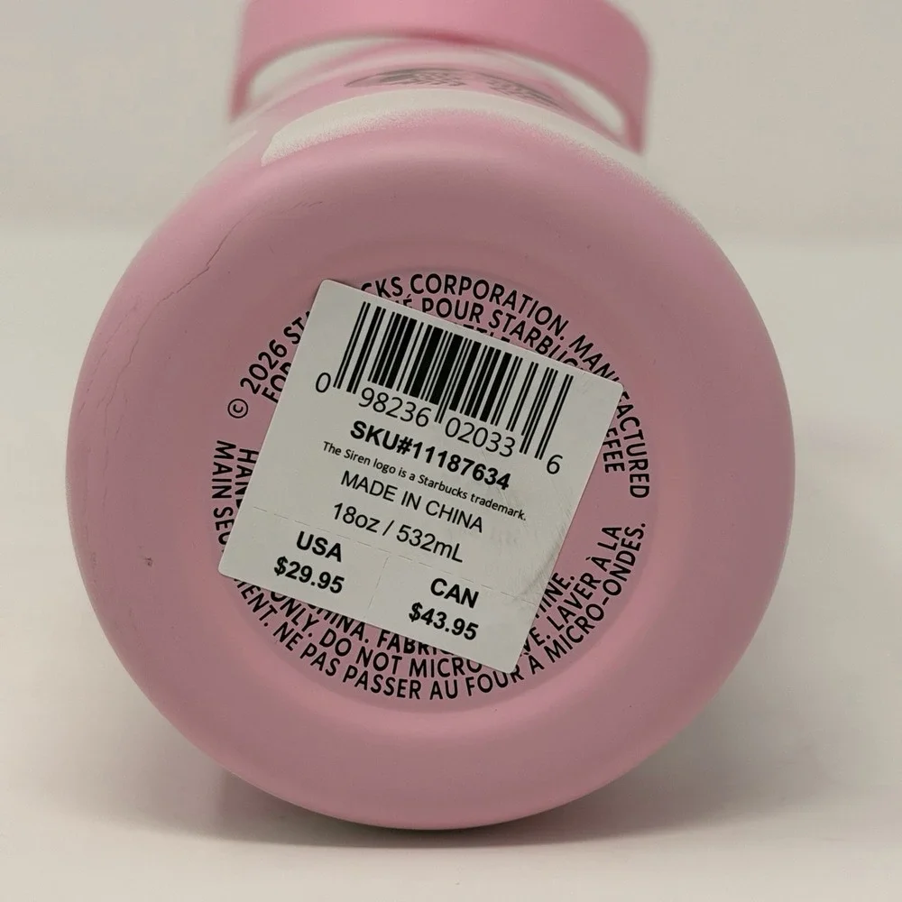 Starbucks Pink Drink 2026 Swirl Water Bottle 18oz Stainless Steel NWT